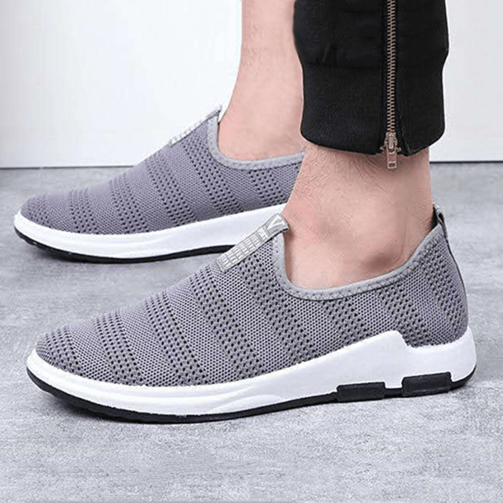 lovevop Men Hollow Out Breathable Fabric Soft Bottom Slip on Comfy Sports Casual Hiking Shoes
