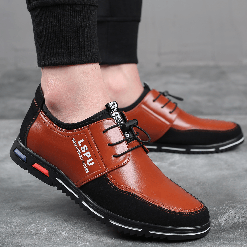 lovevop Men Lace up Breathable Non Slip Comforty Casual Business Shoes