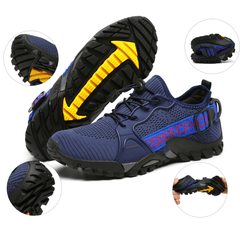 lovevop Men Outdoor Breatahble Knitted Fabric Comfy Non Slip Soft Easy Elastic Lace up Sneakers