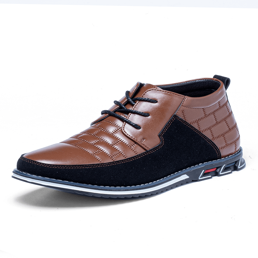 lovevop Men round Toe Comfy Soft Sole Lace-Up Business Casual Leather Ankle Boots