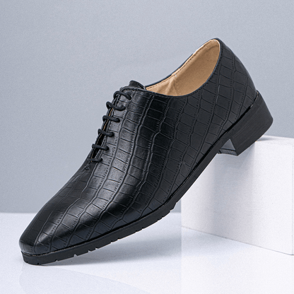 lovevop Men Pointed Toe Crocodile Pattern Pointed Toe Business Oxfords Shoes