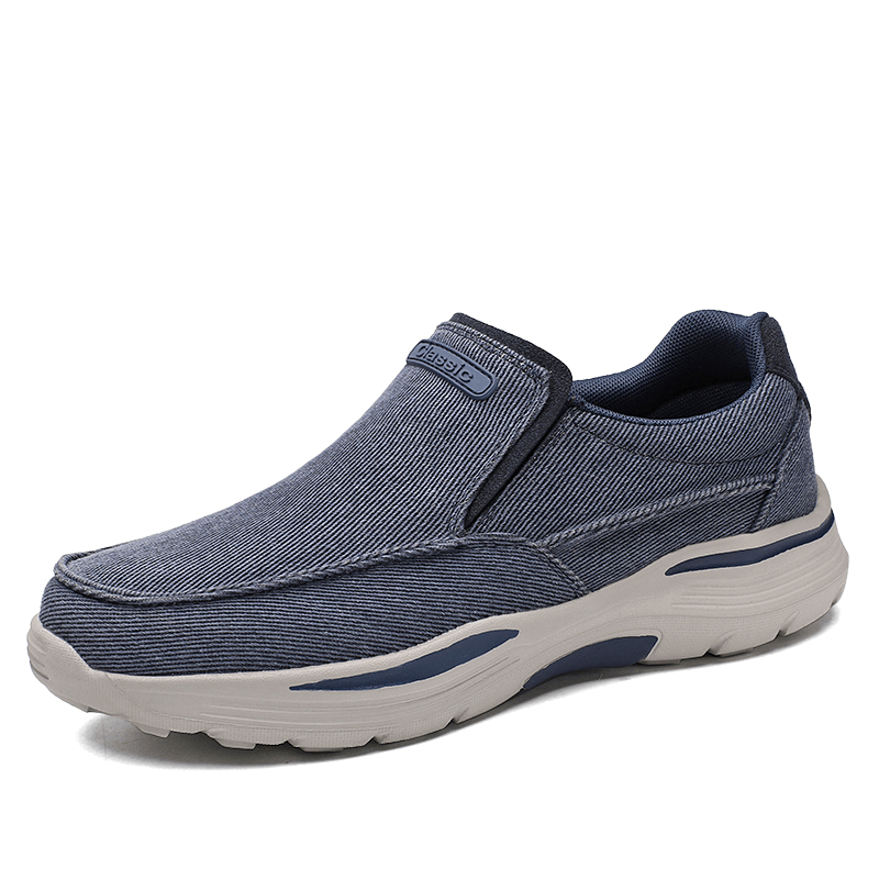 lovevop Men Sport Light Weight Platform Comfy Slip on Casual Denim Sneakers