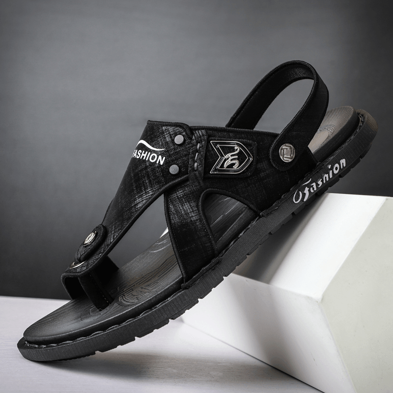 lovevop Men Microfiber Leather Two-Ways Soft Breathable Non-Slip Casual Outdoor Sandals