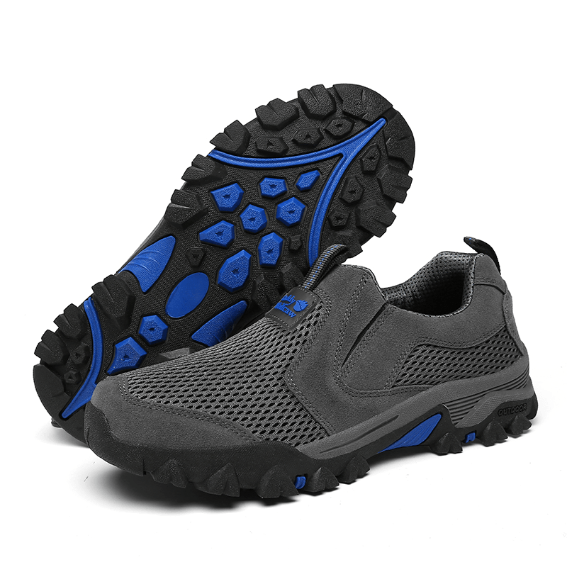 lovevop Men Outdoor Mesh Fabric Breathable Soft Casual Hiking Shoes