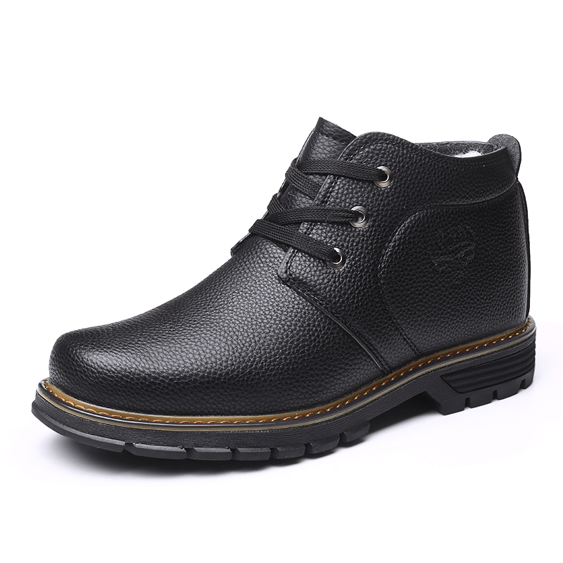 lovevop Men Comfy Microfiber Leather Warm Business Casual Winter Ankle Boots
