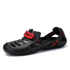 lovevop Men Breathable Non Slip Hollow Out Waterproof Closed Toe Casual Beach Slippers