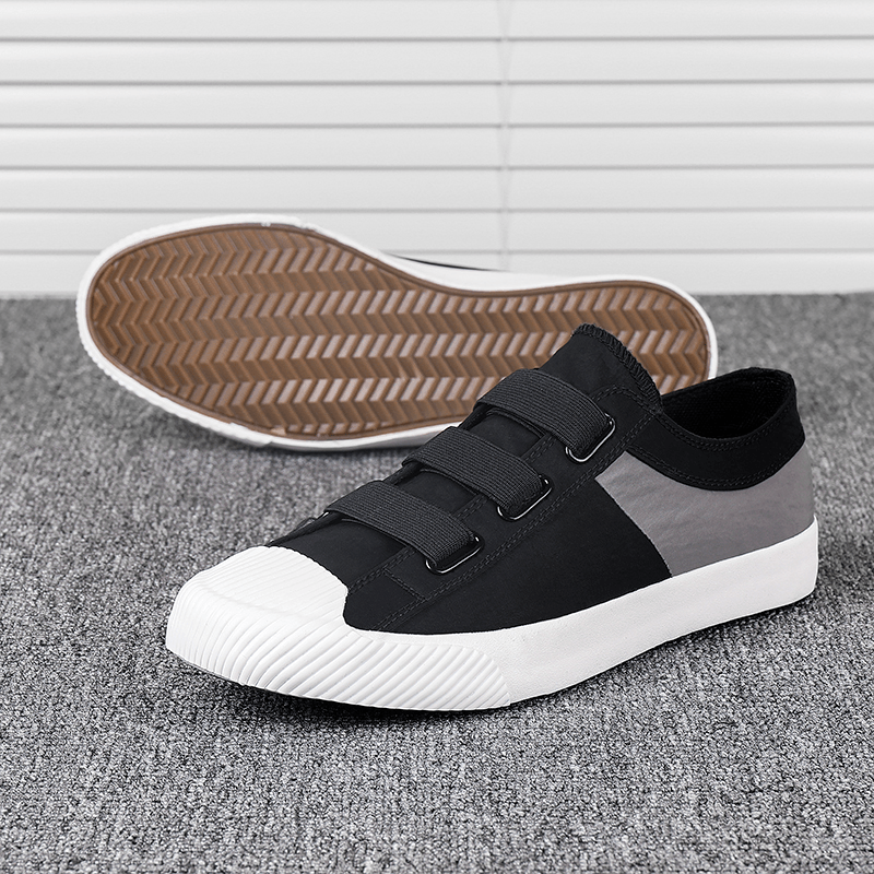 lovevop Men Colorblock Comfy Breathable Elastic Band Slip on Casual Daily Canvas Sneakers