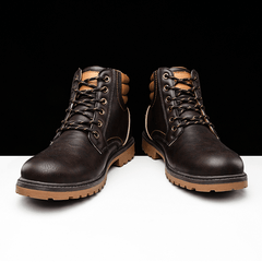 lovevop Men Comfy Microfiber Leather Slip Resistant Casual Tooling Boots