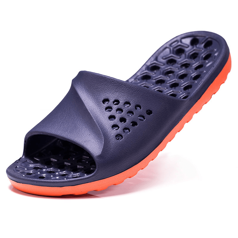 lovevop Men'S Waterproof Breathable Non-Slip Wear-Resistant Hollow and Soft Sole Slippers