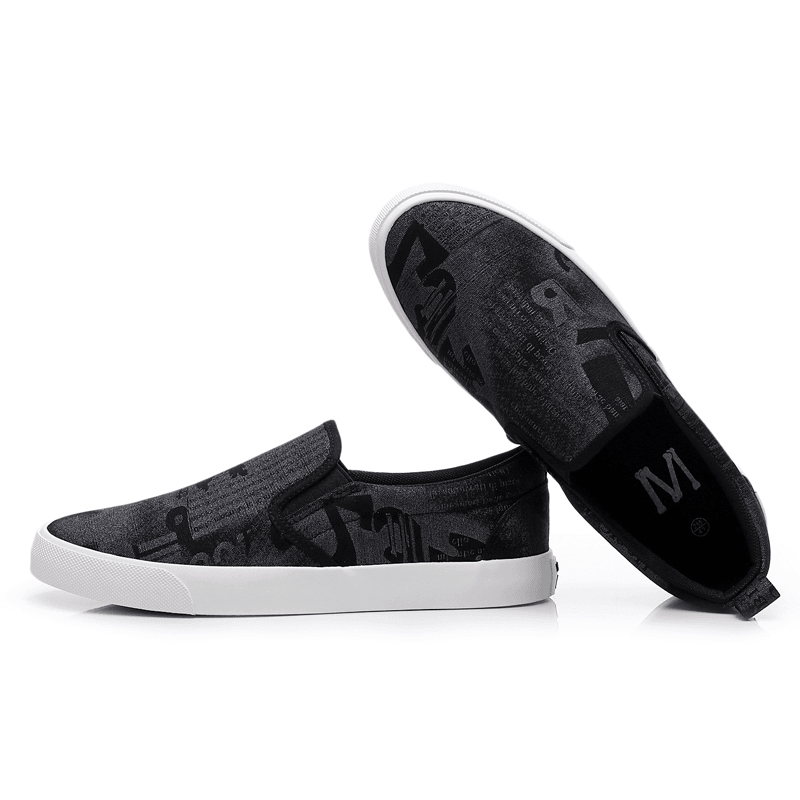 lovevop Men Canvas Breathable Slip on Comfy Casual Court Flat Shoes