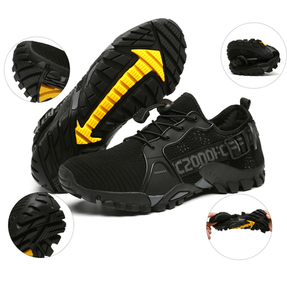 lovevop Men Outdoor Breatahble Knitted Fabric Comfy Non Slip Soft Easy Elastic Lace up Sneakers