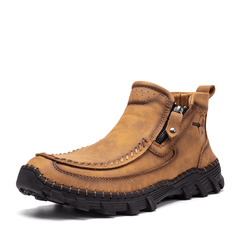 lovevop Men Outdoor Hand Stitching Non Slip Soft Sole Side Zipper Ankle Boots