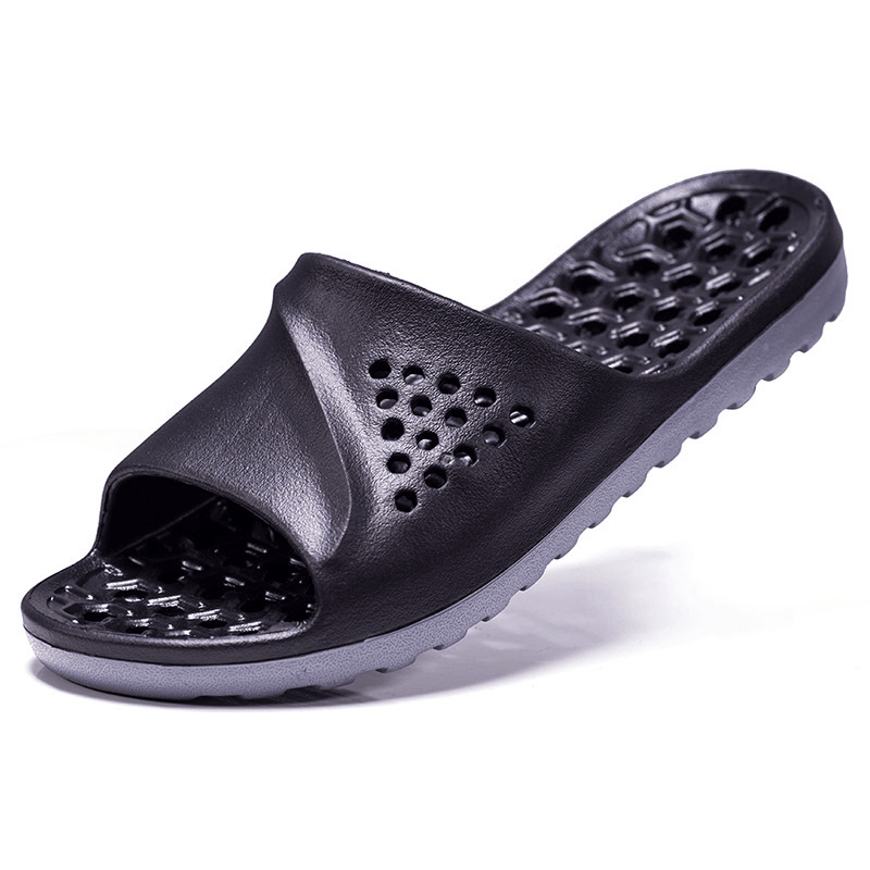 lovevop Men'S Waterproof Breathable Non-Slip Wear-Resistant Hollow and Soft Sole Slippers