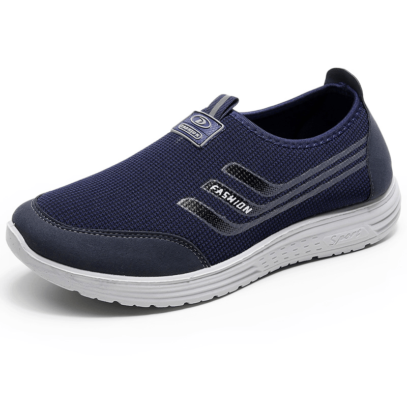 lovevop Men Knitted Fabric Breathable Comfy Slip-On Casual Walking Shoes