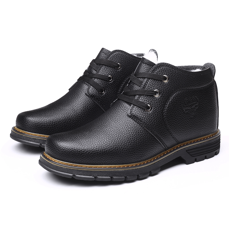 lovevop Men Comfy Microfiber Leather Warm Business Casual Winter Ankle Boots