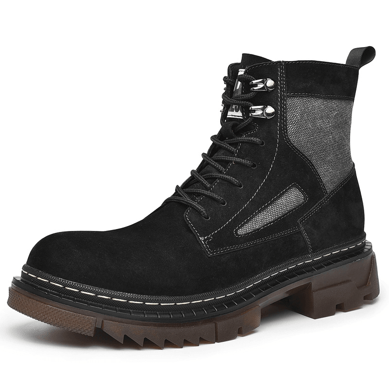 lovevop Men Comfy Genuine Leather Slip Resistant Soft Sole Tooling Boots