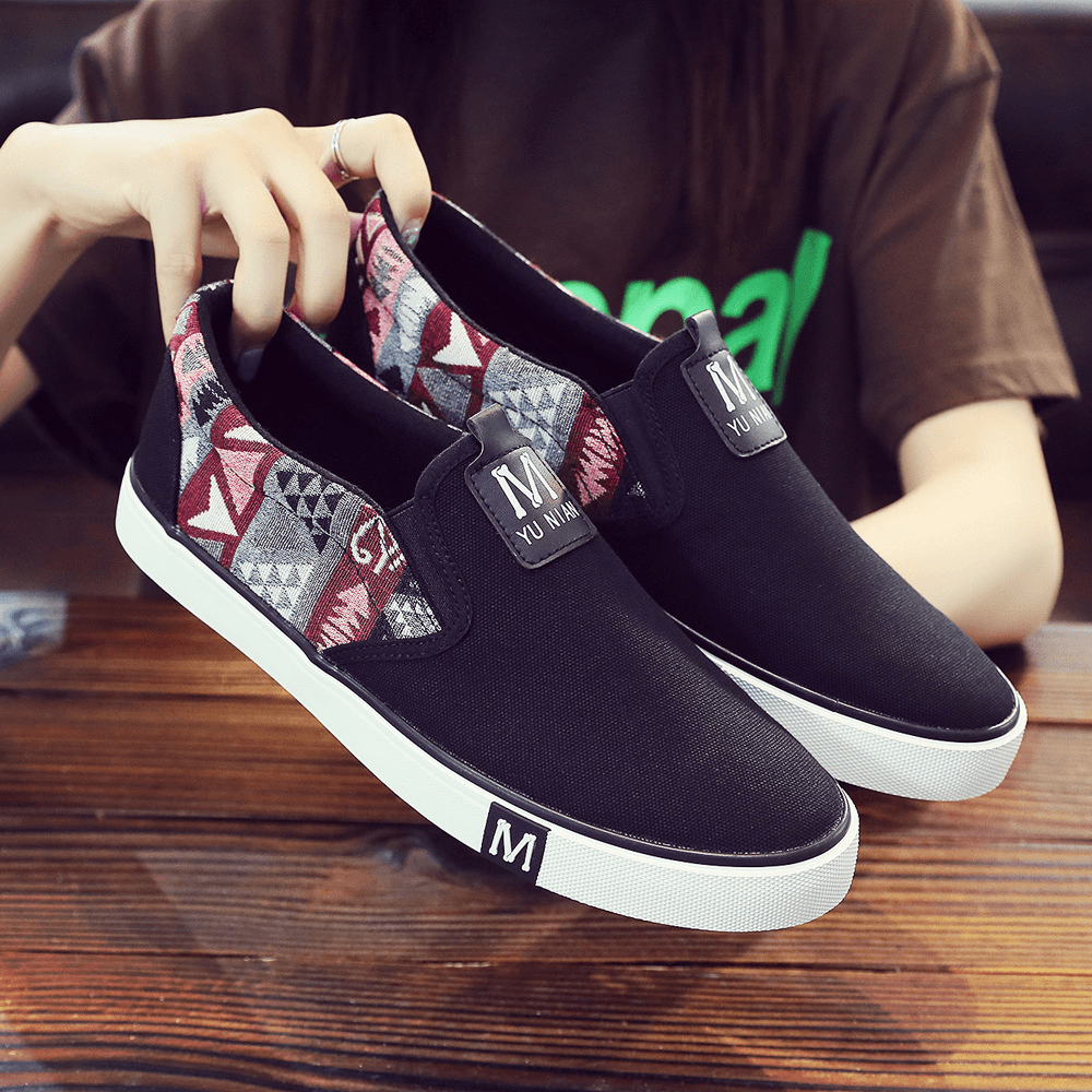 lovevop Men Canvas Breathable Slip on Non Slip Soft Casual Court Shoes