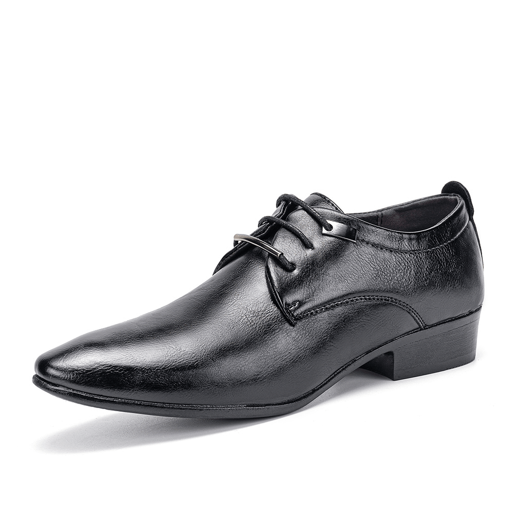 lovevop Men's Leather Breathable Oxfords - Pointed Toe, Lace-Up, Soft Bottom for Casual & Business Wear
