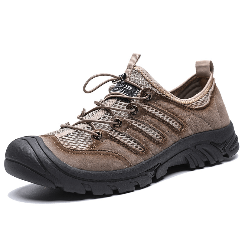 lovevop Men Microfiber Breathable Non Slip Toe Protected Climbing Casual Outdoor Shoes
