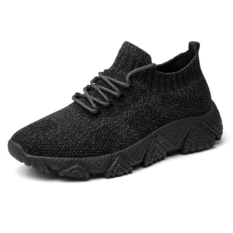 lovevop Men Knitted Fabric Breathable Light Weight Sport Running Shoes