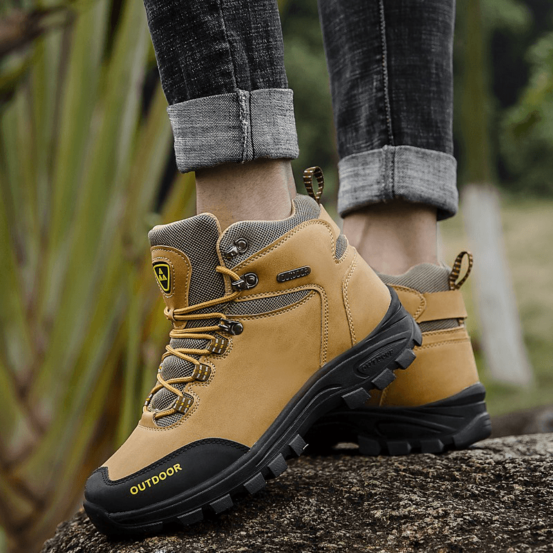 lovevop Men Outdoor Comfy Wide Fit round Toe Non Slip Sport Hiking Boots