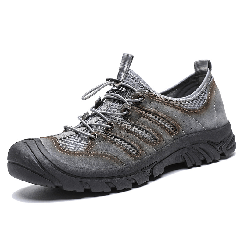 lovevop Men Microfiber Breathable Non Slip Toe Protected Climbing Casual Outdoor Shoes