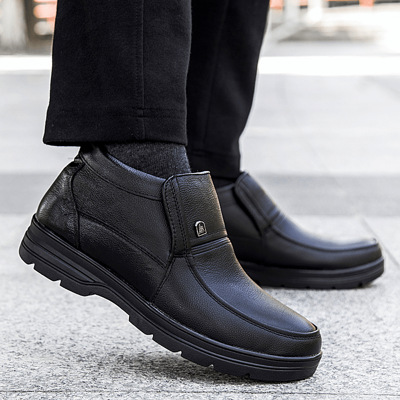lovevop Men Comfy Waterproof Non Slip Warm Soft Business Casual Ankle Boots