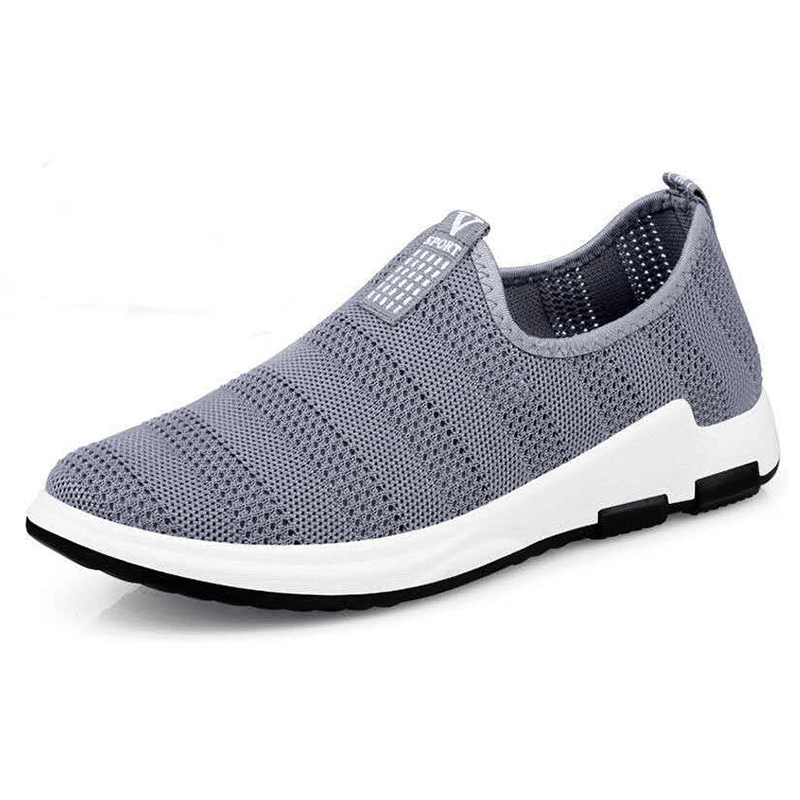 lovevop Men Hollow Out Breathable Fabric Soft Bottom Slip on Comfy Sports Casual Hiking Shoes