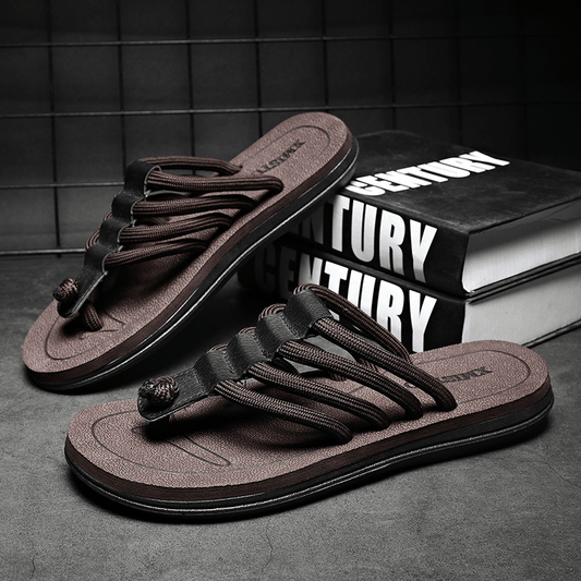 lovevop Men Breathable Comfy Bottom Non Slip Beach Flip Flops Casual Slippers