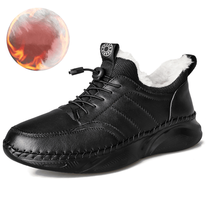 lovevop Men Hand Stitching Leather Light Weight Warm Soft Casual Sport Shoes