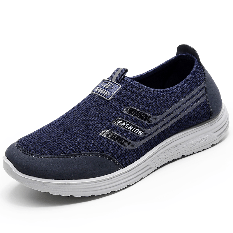 lovevop Men Knitted Fabric Breathable Comfy Slip-On Casual Walking Shoes