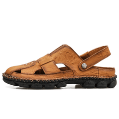 lovevop Handmade Cowhide Sandals for Men - Slip Resistant and Soft