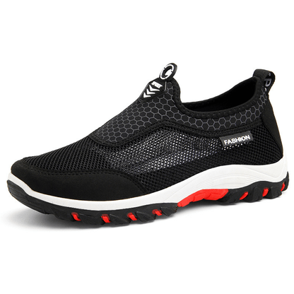 lovevop Men Sport Splicing Mesh Fabric Breathable Slip on Casual Walking Shoes