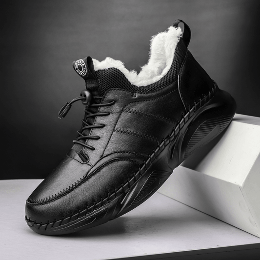 lovevop Men Hand Stitching Leather Light Weight Warm Soft Casual Sport Shoes