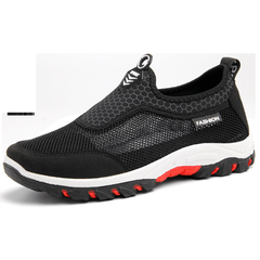 lovevop Men Sport Splicing Mesh Fabric Breathable Slip on Casual Walking Shoes