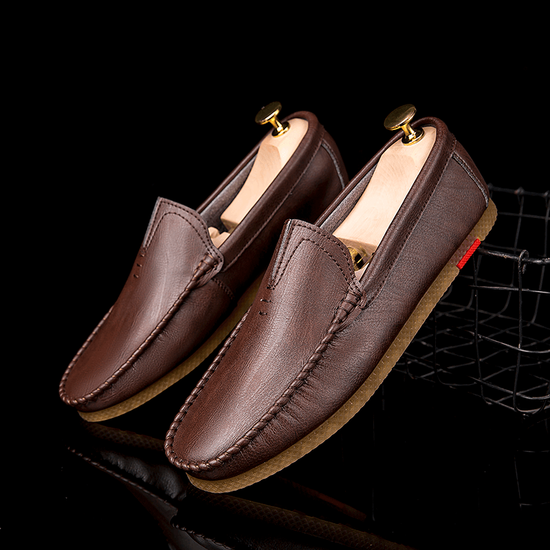 lovevop Men Microfiber Breathable Comfy Bottom Slip on Driving Casual Leather Loafers Shoes