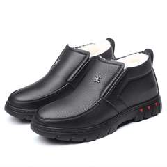 lovevop Men Comfy Microfiber Leather Warm Plush Lining Business Casual Ankle Boots