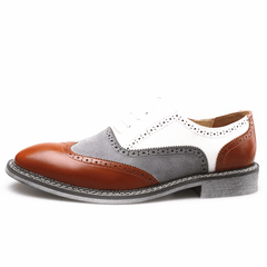 lovevop Men Brogue Colorblock Oxfords Lace up Business Casual Formal Shoes