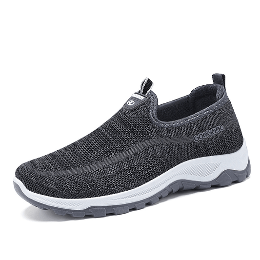 lovevop Men Sport Knitted Fabric Breathable Walking Shoes Soft Slip on Casual Sneakers