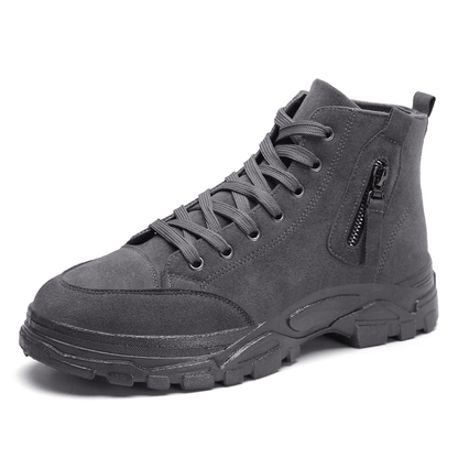 lovevop Men Suede Tooling Boots Side Zipper Comfy Slip Resistant Outdoor Casual Ankle Boots