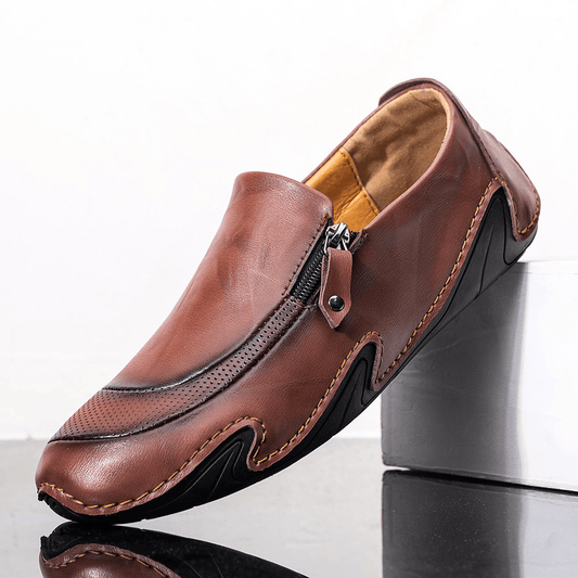 lovevop Men Genuine Leather Breathable Non Slip Comfy Soft Sole Casual Business Shoes