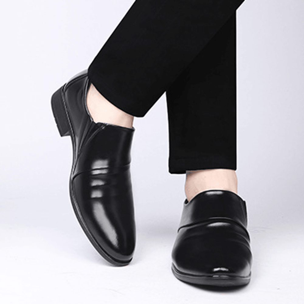 lovevop Men Microfiber Non Slip Slip on Business Formal Shoes