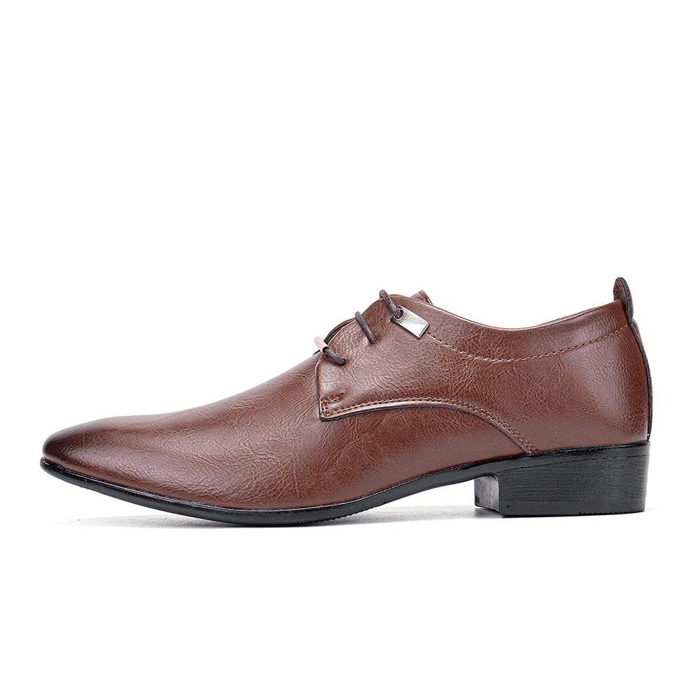 lovevop Men's Leather Breathable Oxfords - Pointed Toe, Lace-Up, Soft Bottom for Casual & Business Wear