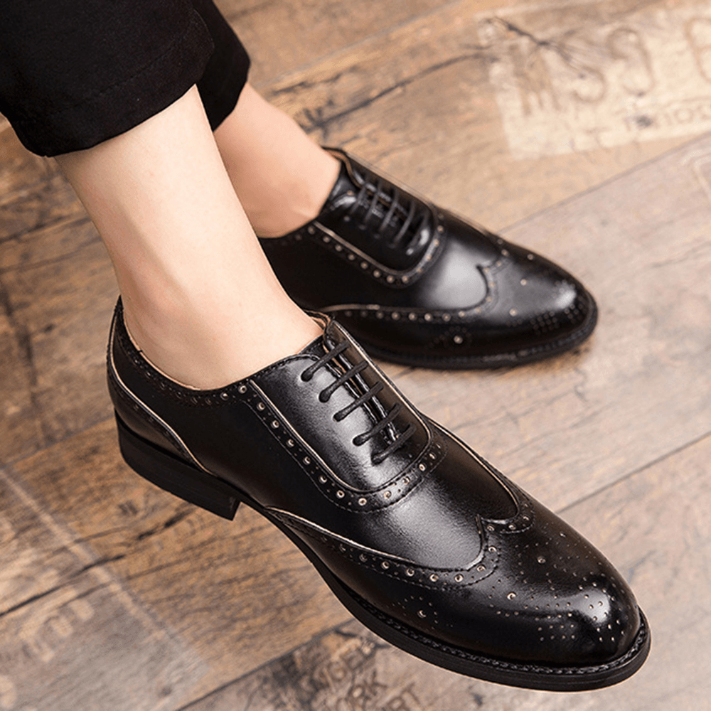 lovevop Men Brogue Carved Formal Dress Shoe Casual Business Oxfords