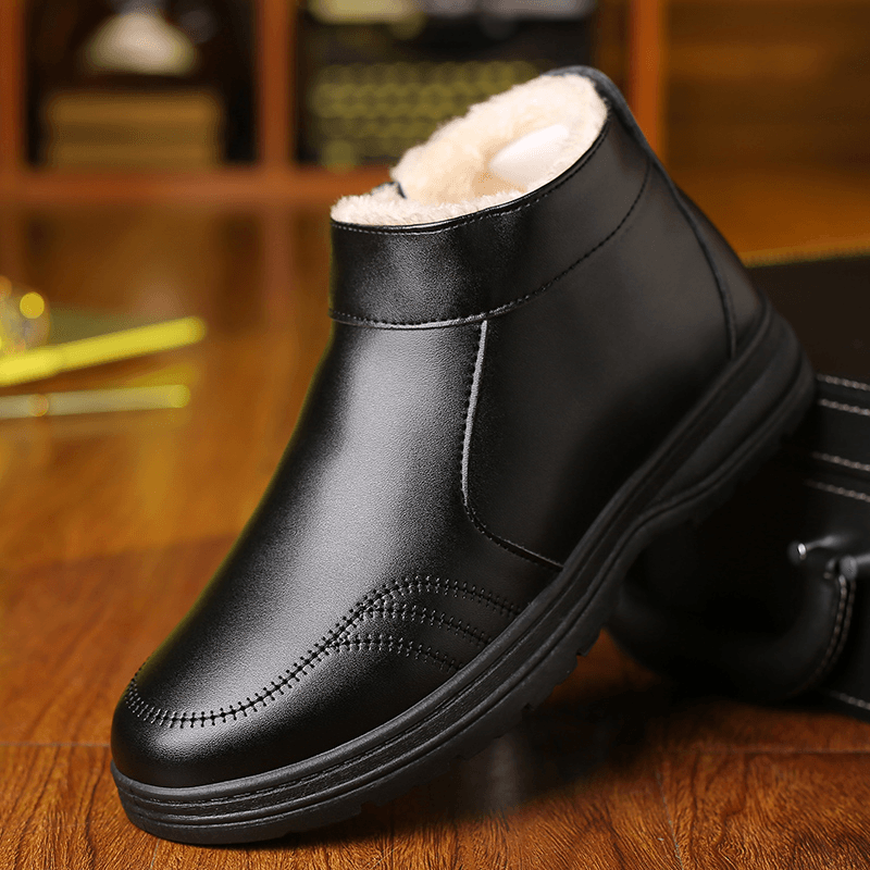 lovevop Men Comfy Microfiber Leather Warm Lined Business Casual Ankle Boots
