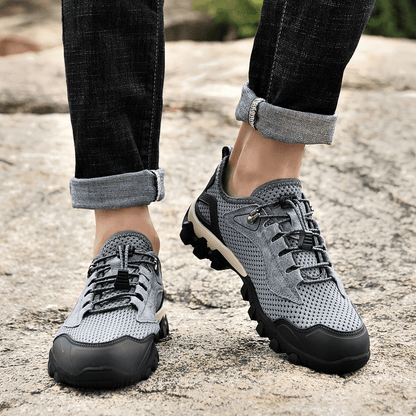 lovevop Men Mesh Breathable Toe Protected Non-Slip Driving Outdoor Shoes