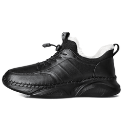 lovevop Men Hand Stitching Leather Light Weight Warm Soft Casual Sport Shoes