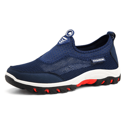 lovevop Men Sport Splicing Mesh Fabric Breathable Slip on Casual Walking Shoes