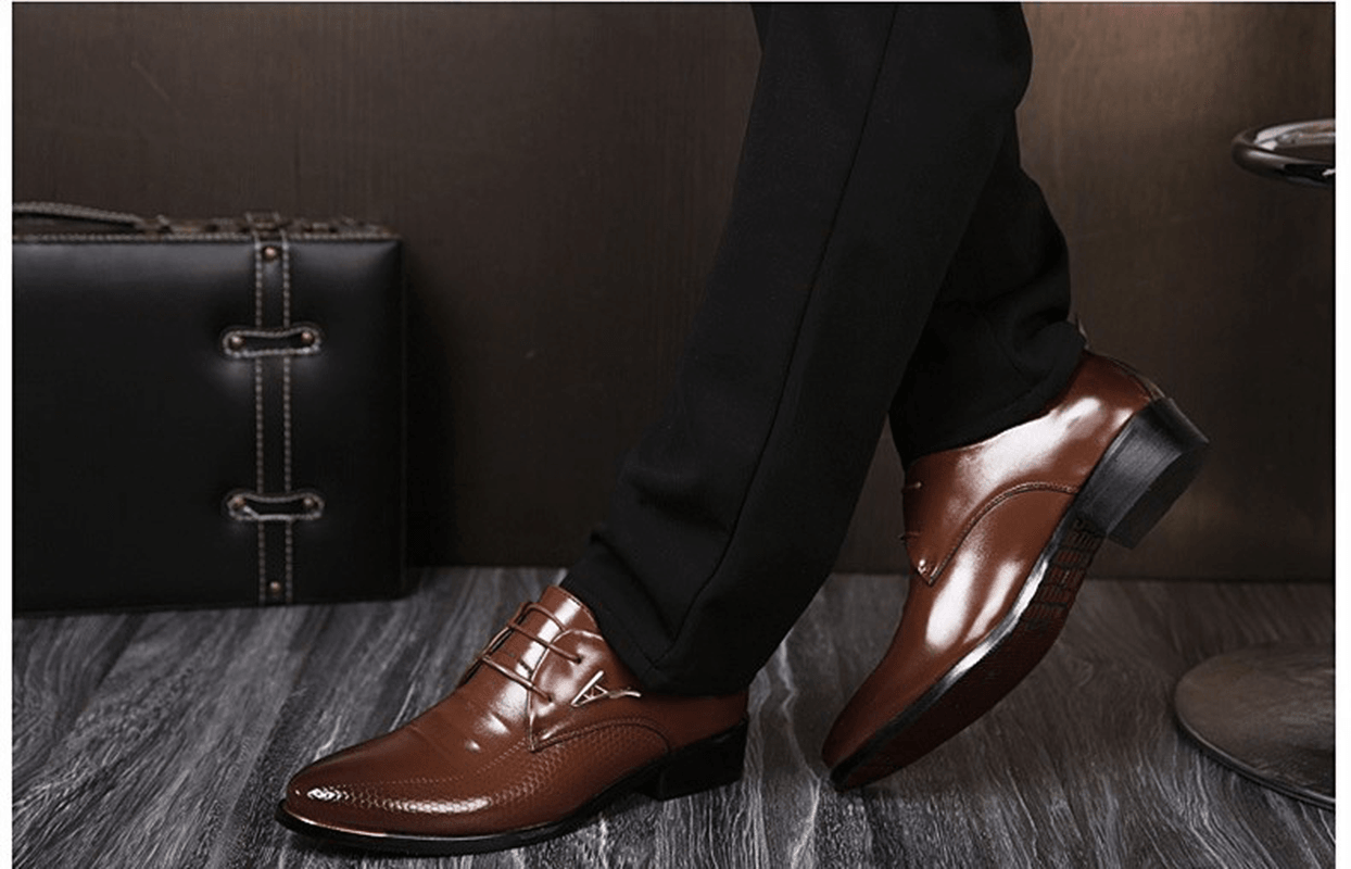 lovevop Men'S Business Dress Formal Oxfords Leather Loafers Flat Lace up Casual Shoes