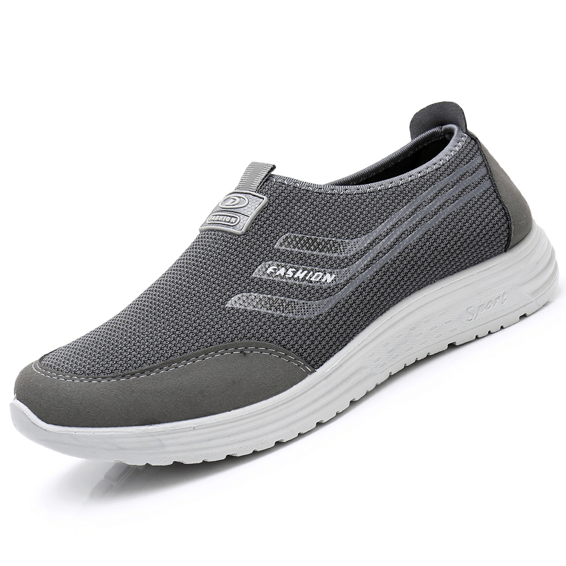 lovevop Men Knitted Fabric Breathable Comfy Slip-On Casual Walking Shoes